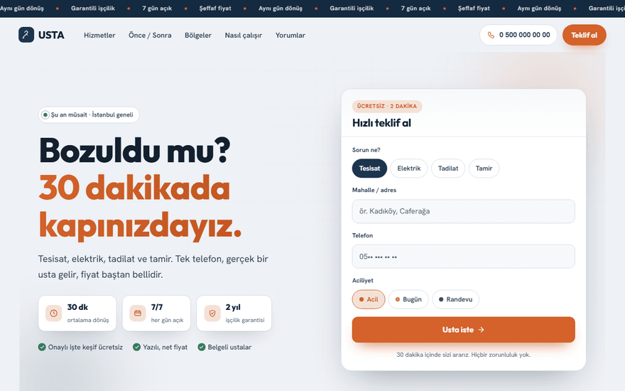 Hızlı, güven veren esnaf açılışı önizleme